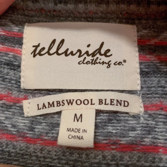Telluride Clothing Co Wool Fair Isle Pink Gray Cardigan Sweater Ski Preppy - Picture 5 of 6